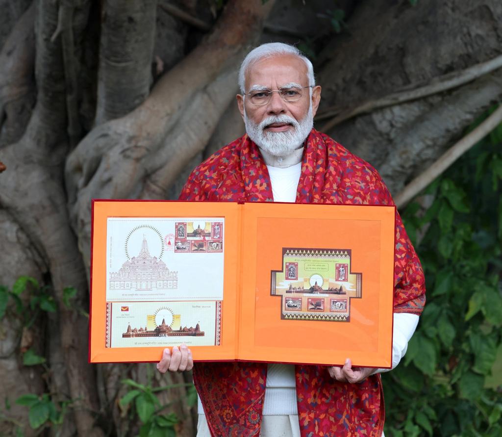 PM Modi Unveils Commemorative Stamps on Ayodhya Ram Mandir